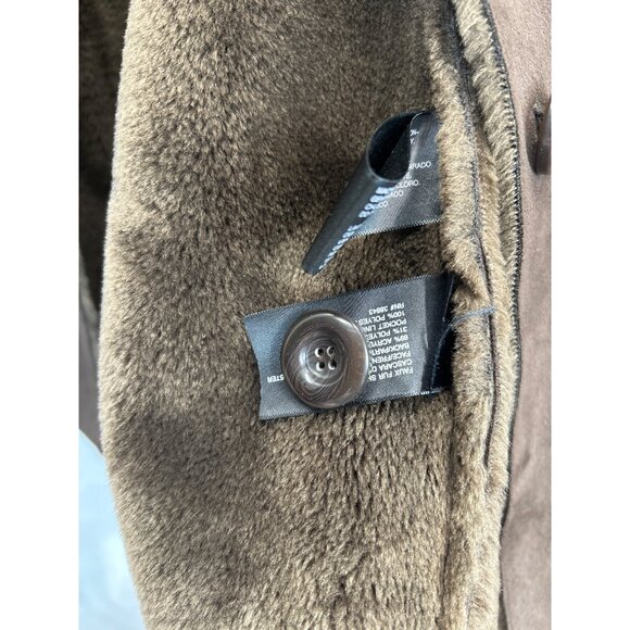 a.n.a. Coat Womens Medium Brown Faux Fur Button Front - Picture 6 of 10